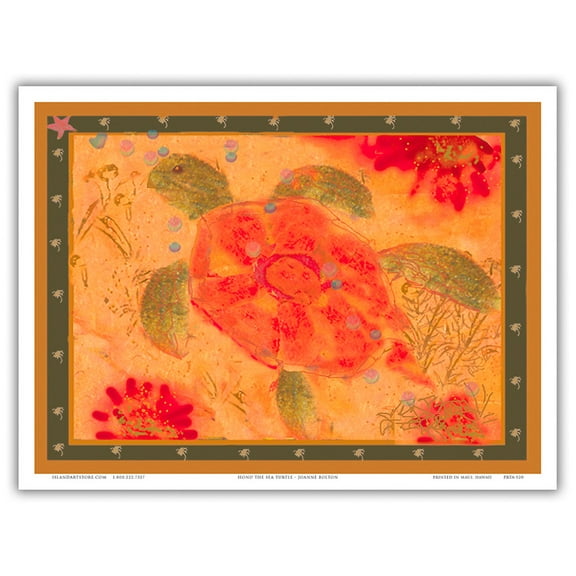 Hawaiian (Honu) Sea Turtle - From an Original Color Painting by Joanne Bolton - Master Art Print (Unframed) 9in x 12in