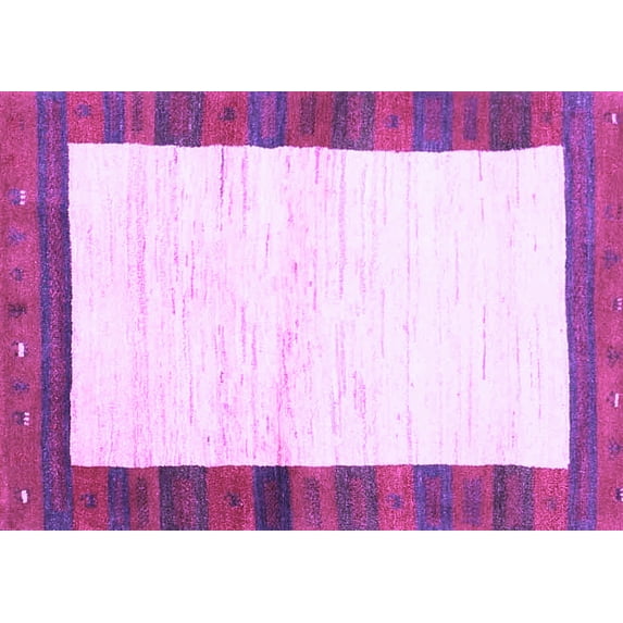 Ahgly Company Indoor Rectangle Abstract Purple Contemporary Area Rugs, 2' x 4'