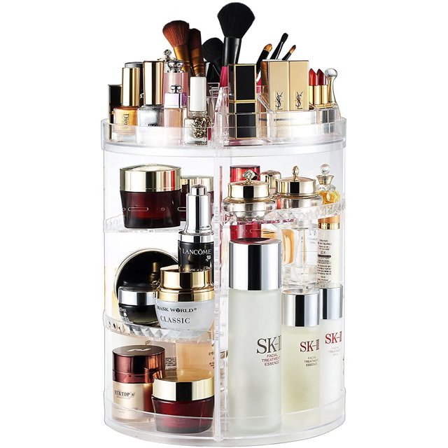 Makeup Organizer, 360 Degree Rotating Adjustable Cosmetic Storage Display Case with 8 Layers Large Capacity, Fits Jewelry and etc