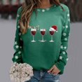 thumbnail image 2 of Gibobby Sudaderas Navideñas para Mujeres Sudadera con cuello redondo y estampado de Navidad para mujer, camisas de entrenamiento de manga larga(Verde,M), 2 of 4