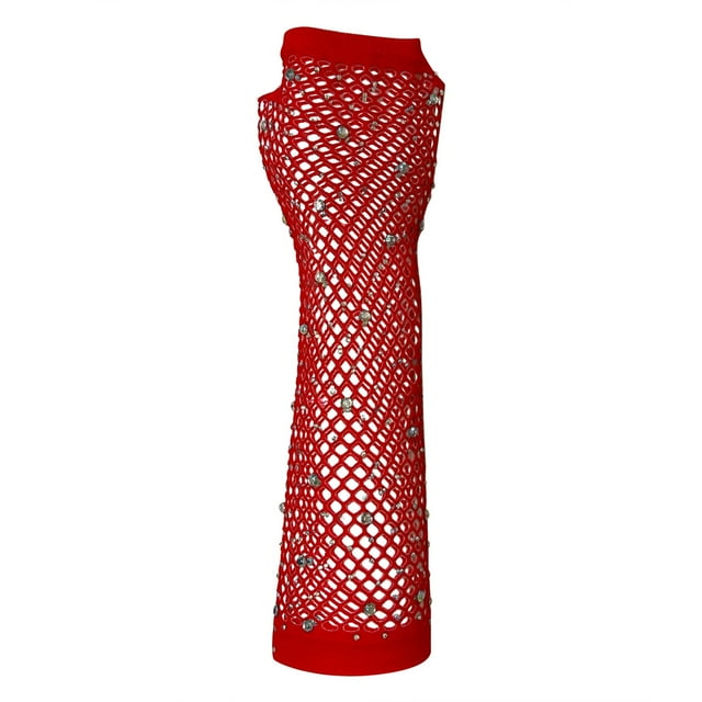 Gants Courts en Maille Fête Punk Demi-Doigt Gants en Maille Extensibles Couleur Diamant
