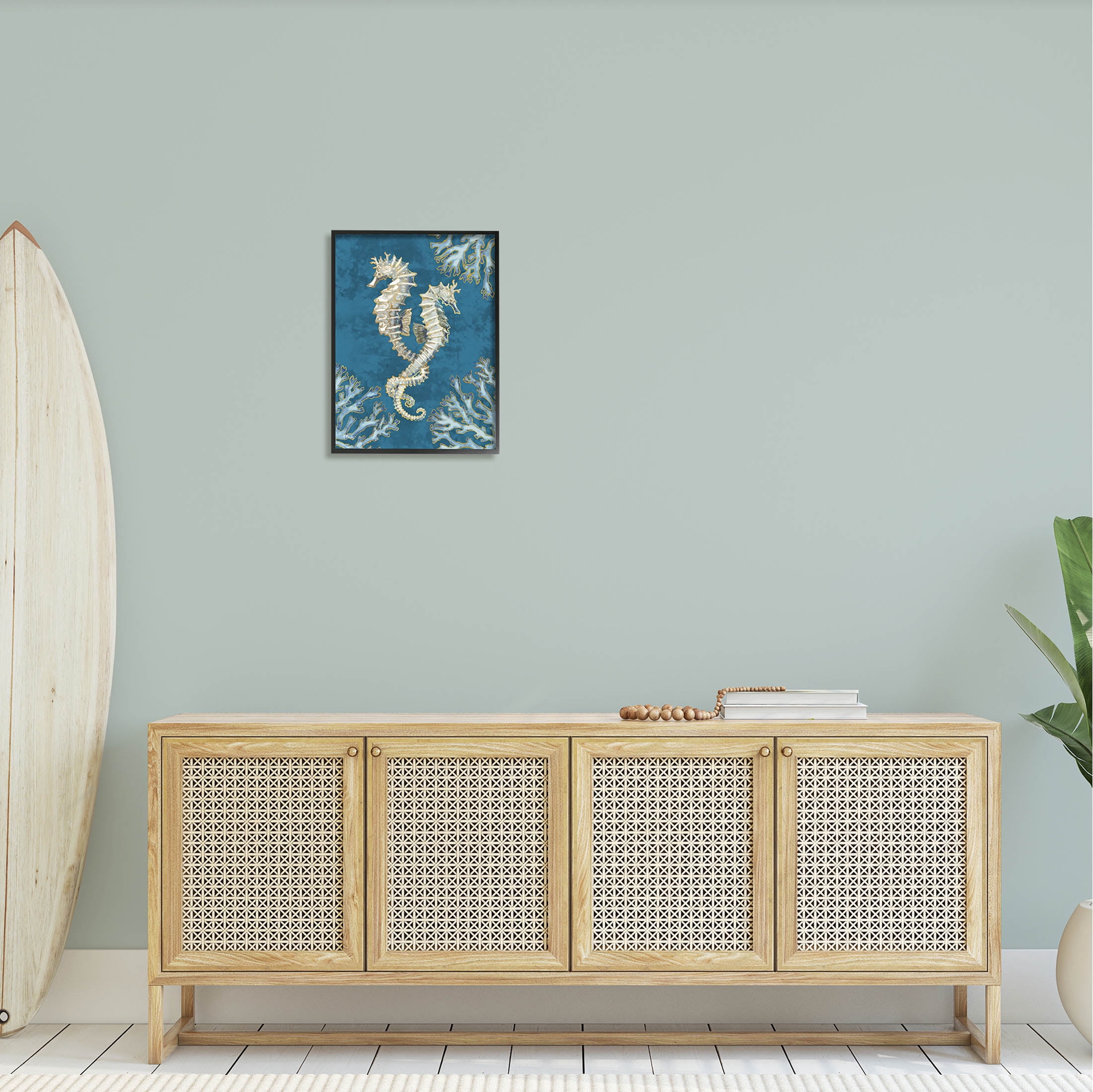 Stupell Industries Intertwined Seahorses Playa Sealife Graphic Art Black Framed Art Print Wall Art, Design by Paul Brent