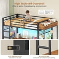 thumbnail image 4 of Bunk Bed Twin Over Twin with Desk, L-Shaped LED Gaming Metal Loft Bed with 6 Storage Drawers and Bed Side Boxes & Charging Staion, Black Space Saving Bedroom Furniture, 4 of 13
