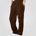 thumbnail image 3 of DJDLJWCJ Boys Fleece Lined Sweatpants Winter Warm Straight Leg Pants Elastic Waist Side Pocket Casual Pants Brown Size 4T, 3 of 7