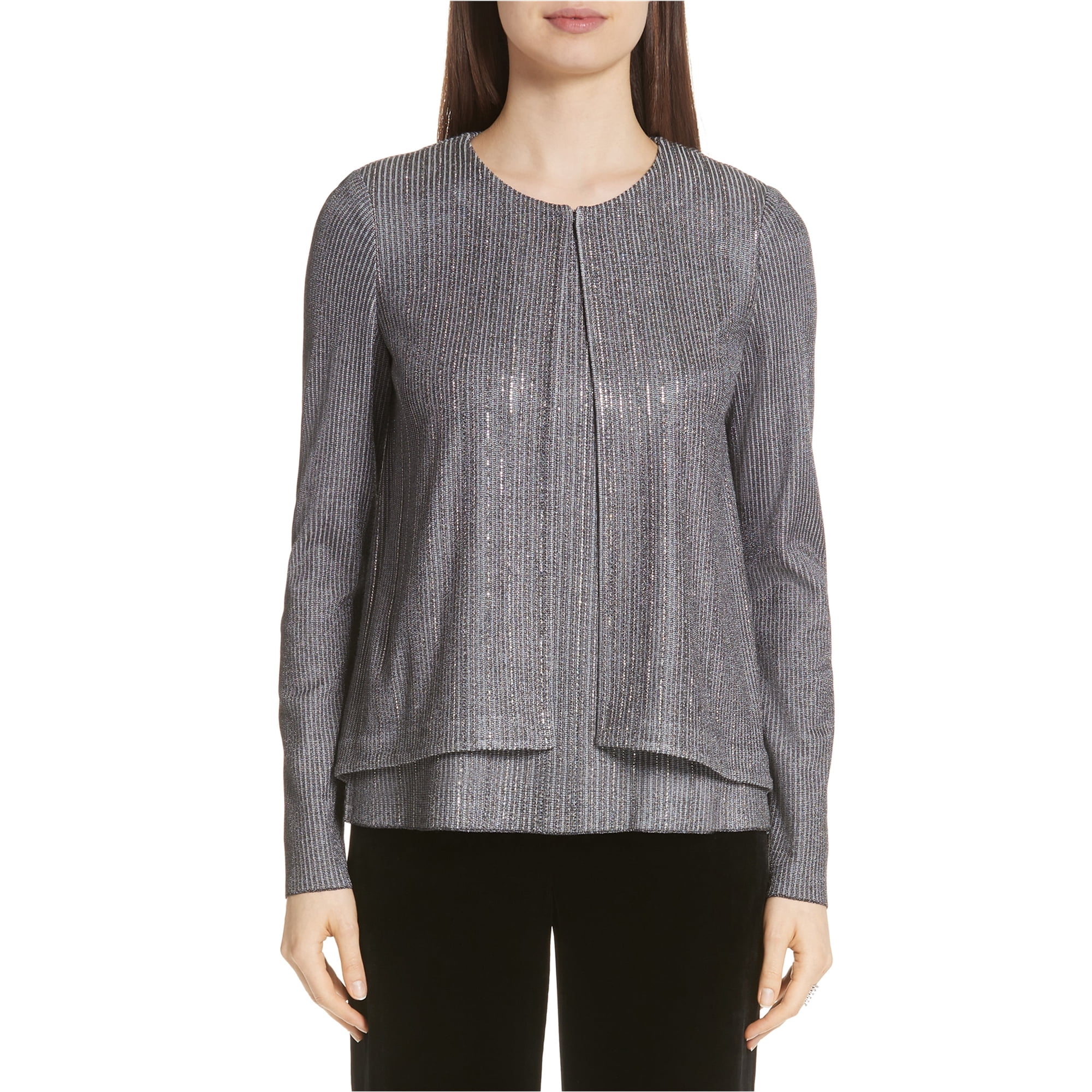 St. John Cardigan Métallique Tressé pour Femmes, Gris, Grand