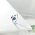 thumbnail image 4 of Gem Stone King 925 Silver 10K Yellow Gold Pink Mystic Topaz London Blue Topaz and Lab Grown Diamond 2 Heart Couple Engagement Mother Ring 1.17 Cttw, Gemstone Birthstone (Size 8), 4 of 5