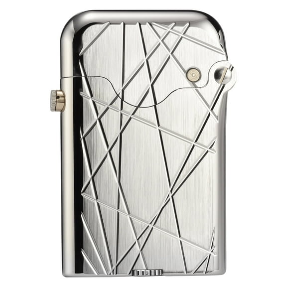 Luxury Retro Soft-Flame Refillable Brass Kerosene Lighter,Automatic Ignition,Safety Lock,Electroplated Chrome Color, Engraving, Collectible, Men's Gift, Thorens Gen 3 Single Claw Modern Grid