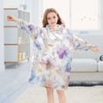 thumbnail image 5 of FORMRS Wearable Blanket Hoodie with Sleeves for Kids Cozy Flannel Sweatshirt, Purple Flower Pattern, 5 of 7