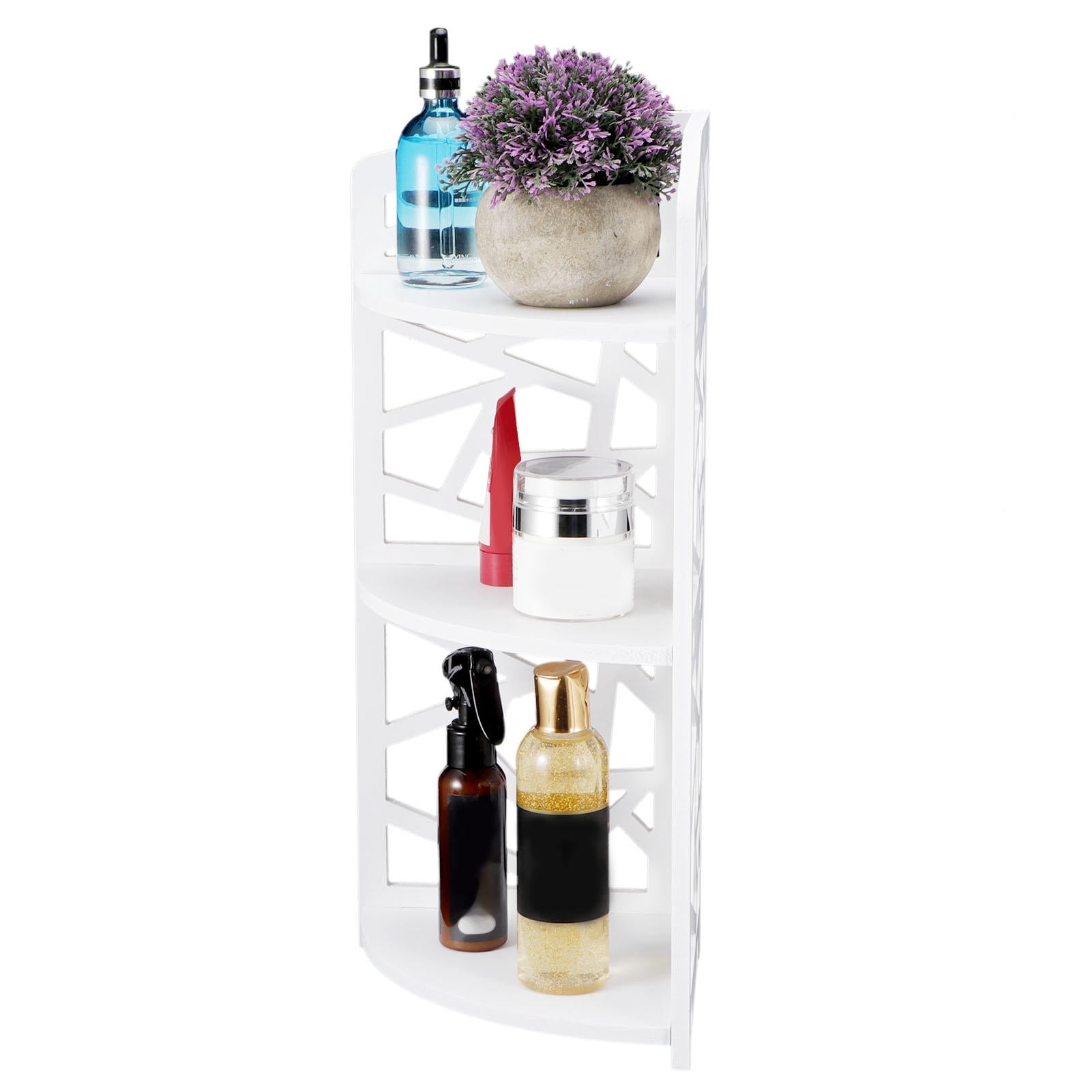 Suodoka 3‑Tier Corner Shelf Organizer – Eco‑Friendly PVC Foam, Snap‑On Assembly, Spacious Storage for Bathroom, Bedroom, Living Room, Balcony, 20.87”×9.06”×1.97”