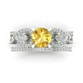 thumbnail image 2 of 1.89 ct Brilliant Round Cut Natural Citrine 18K White Gold Solitaire with Accents Engagement Bridal Wedding Ring Band Set size 10.25, 2 of 7
