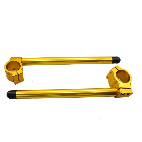 Rzmmotor 35mm 7/8" Motorcycle Aluminum CNC Regular Fork Tube Clip On Handlebar Replaceable Fit for RZ350, GS-750 EX/EZ CB-450 Universal Bike Cafe Racer Gold