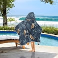 thumbnail image 3 of Yayeee Kids Hooded Towel with Hand Pockets Beach Soft Absorbent Bath Wrap 50 x 23.5 inch, Blue Cartoon Owl Pattern, 3 of 5