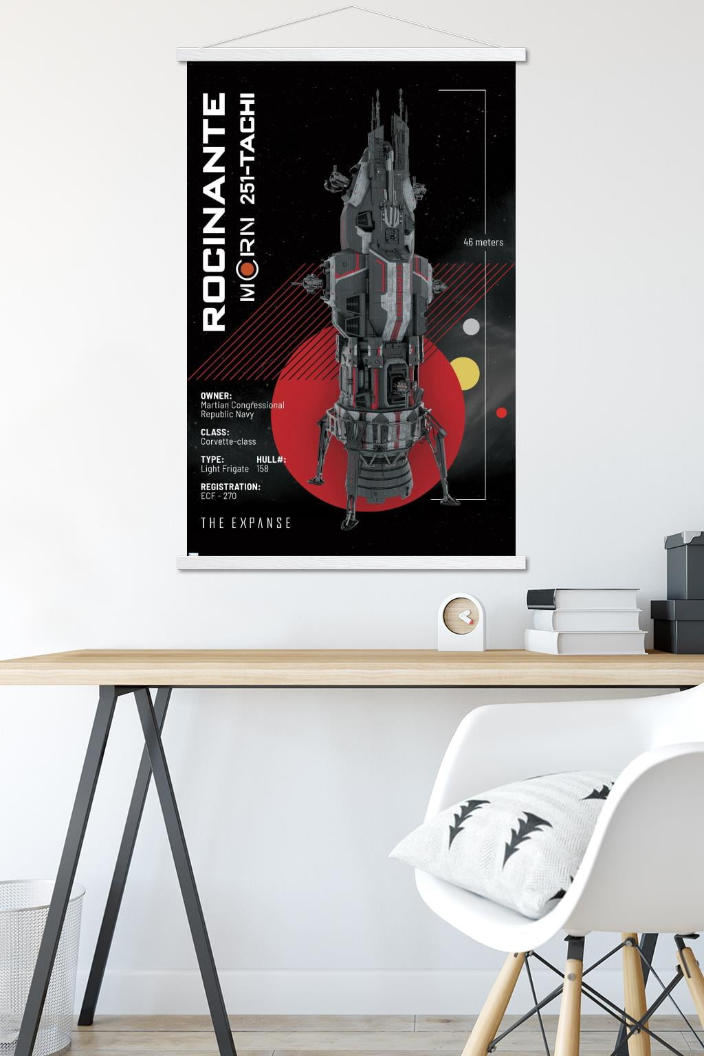 The Expanse - Roci Ship Wall Poster with Wooden Magnetic Frame, 22.375" x 34"