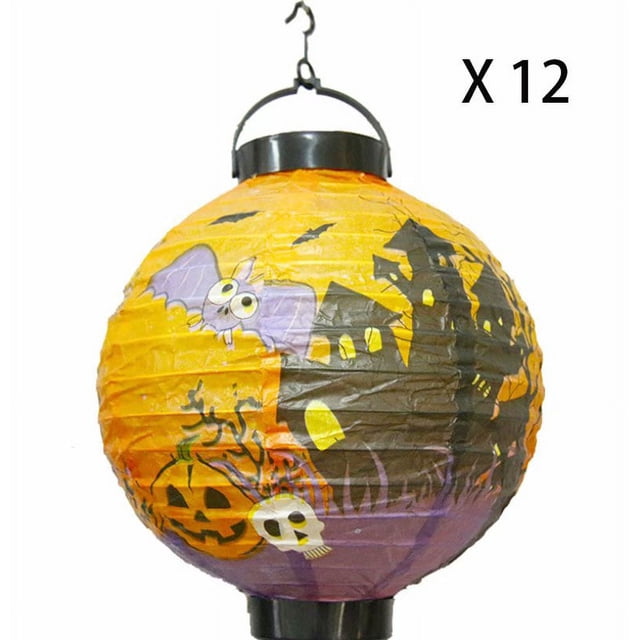 12 PCS Linterna de Papel de Calabaza de Halloween Jack Lantern, para Fiesta de Halloween Bodas Jardín Dormitorio Bar Decoración Interior Exterior Castillo de 20 * 22 cm