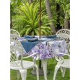 thumbnail image 3 of Outdoor Tablecloths with Umbrella Hole & Zipper, Purple Flowers Round Tablecloths 60 Inch, Weeping Spring Floral Bicycle Checkered Waterproof Table Cloth, Patio/Pool/Picnic Table Covers, 3 of 8