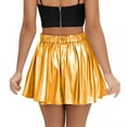 thumbnail image 4 of WTOBBY Women's Shiny Flared Pleated Short Skirt with Elastic Waistband, Glitter Stage Performance Wear for Dance Costume Evening Events and Party Occasions,Orange M, 4 of 5
