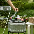 thumbnail image 4 of Silver Galvanized Metal Ice Bucket Beverage Cooler Tub with Stand, 4 of 10