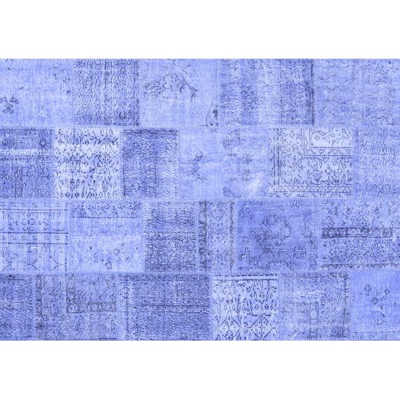 Ahgly Company Indoor Rectangle Patchwork Blue Transitional Area Rugs, 2' x 3'
