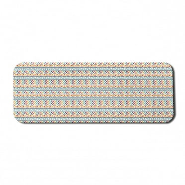 Abstract Computer Mouse Pad, Doodle Style Colorful Shapes Herringbone Zigzag Lines Triangles and Stripes Design, Rectangle Non-Slip Rubber Mousepad Large, 31" x 12", Multicolor, by Ambesonne