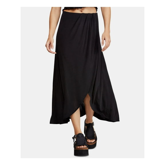 FREE PEOPLE Womens Black Maxi Faux Wrap Skirt Size: S