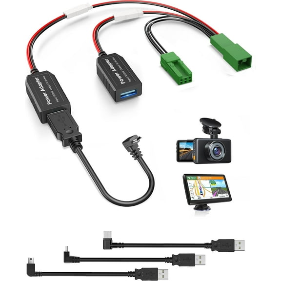 Dash Cam Power Adapter(3-pin Type E),Fit Volvo XC60/XC70/XC40/XC90/C40/S90/S60/V60/V90,Polestar2 etc,Built-in Hide Power Adapter Charging Cable for Garmin Nuvi GPS Dashcam Mirror Camera