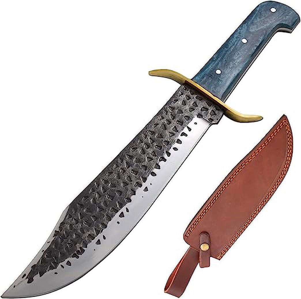 Wild Turkey Handmade 15" Blue Pearl High Carbon Steel Bowie Knife with Scabbard