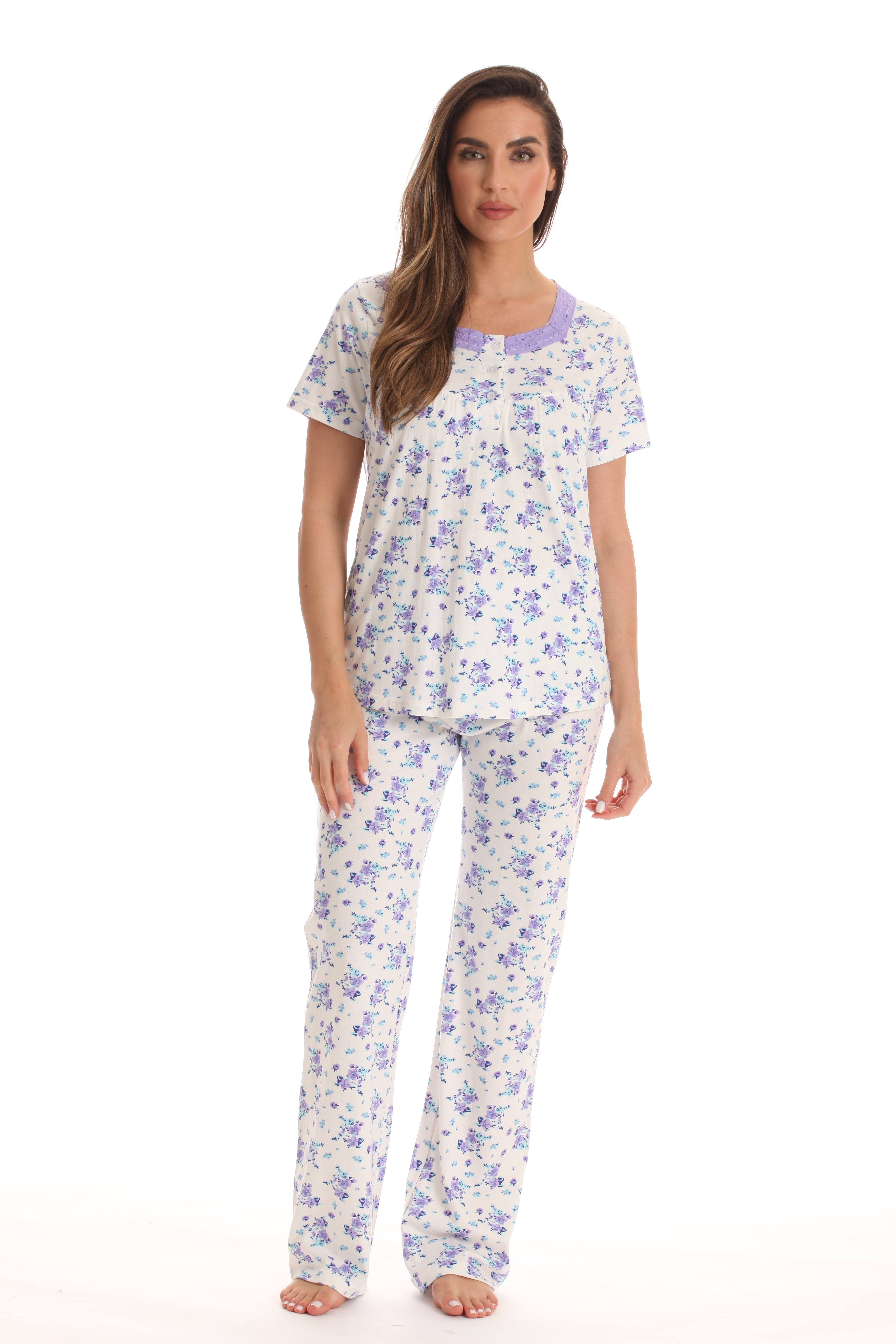 Dreamcrest 100% Cotton Pajama Pant Set for Women (Purple, 2X) - Walmart.com
