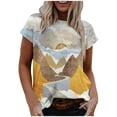 thumbnail image 3 of CHOK Vêtements pour Femmes Liquidation Mode Femme Blouse à Col Rond Imprimé Manches Courtes T-Shirt Hauts d'Été, 3 of 6