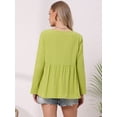 thumbnail image 3 of DARING DIVA Women's Button Down Blouse Long Sleeve V Neck Lightweight Top XL Yellow, 3 of 6