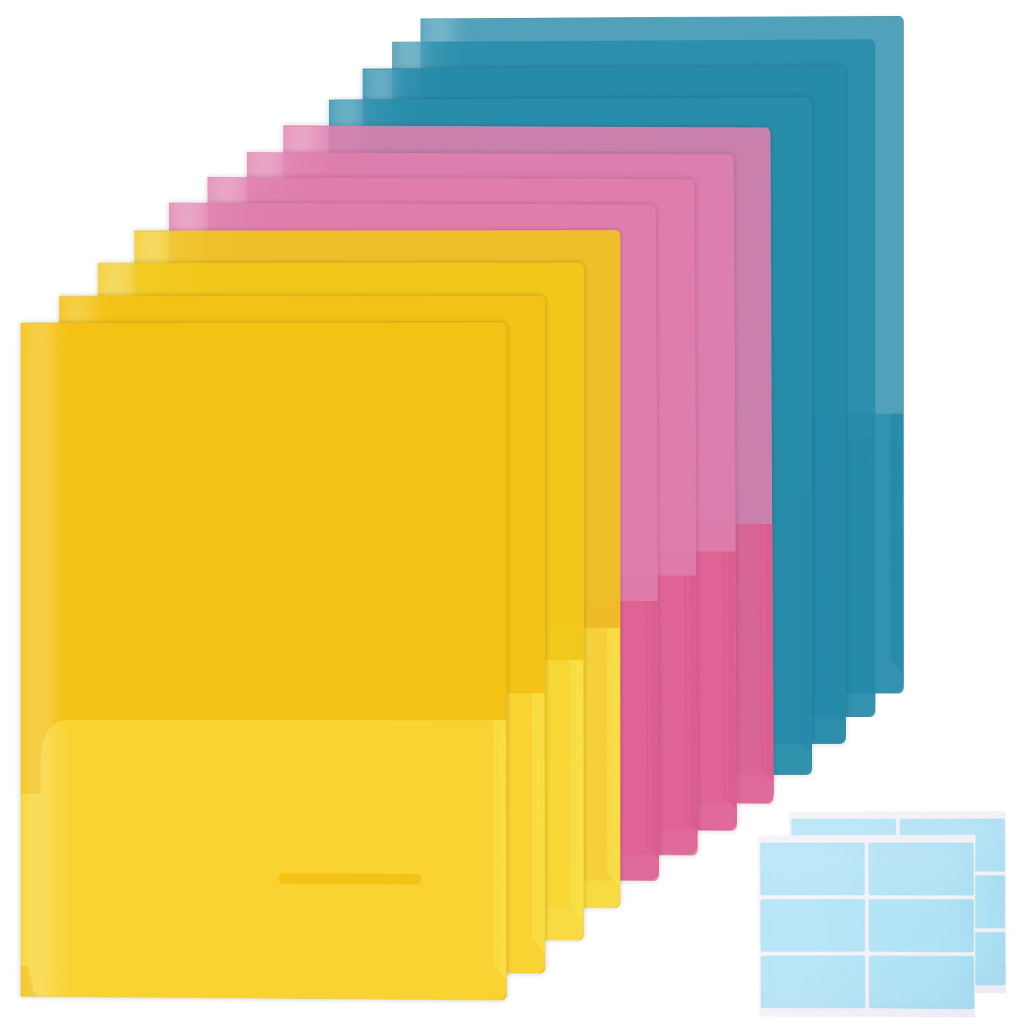 RYWESNIY Plastic Folders with Pockets and 2 Card Slots,2 Pocket Folders