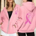 thumbnail image 2 of Hoodie Womens Sweatshirt Oversized Women Cropped Lightweight Daily Women's Zip Up Pullover Cancer Awareness Month Long Sleeve Pocket Drawstring Casual For Everyday Wear, 2 of 6