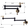 thumbnail image 5 of Wowow Wall Mounted Pot Filler with 2-Handles Double Joint Swing Arm in Black and Gold, 5 of 6