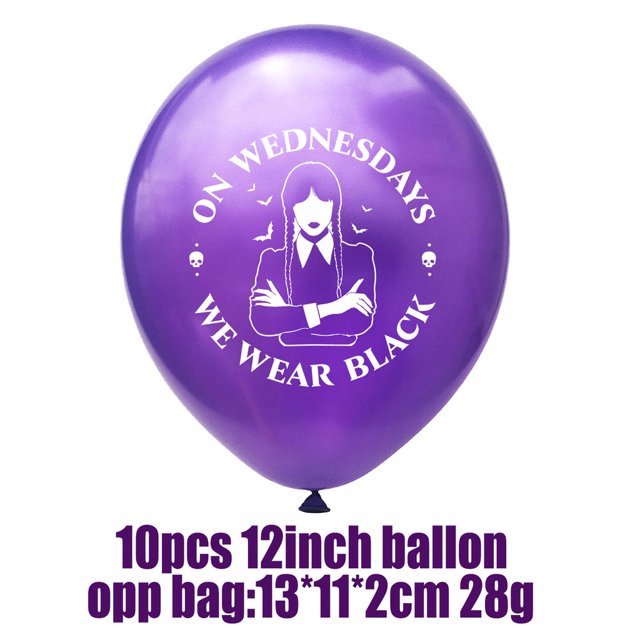OP3 Miércoles Addams Tema Niños Fiesta De Cumpleaños Decoraciones banner cake topper Globo set Suministros PO3