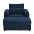 thumbnail image 5 of CASAROUND Modern Style Armchair Chaise Lounge Sofa Couch with Movable Storage Ottoman, USB Ports, Cup Holders & Side Pockets, Black Chenille 42.5", 5 of 30