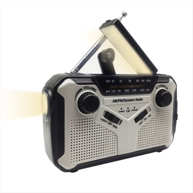 Emergency Radio Solar Hand Crank Radio AM/FM Radio LED Flashlight SOS Alarm Power Bank Speaker Gray