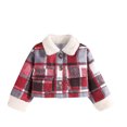 thumbnail image 2 of Baby Girl Jacket Plaid Jackets Shacket for Girls Kids Fall Winter Pea Coat Dress Coats Button Lapel Outerwear New Coats For Three To Six Years Old, Fall And Winter Jackets, 2 of 6