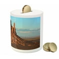 thumbnail image 3 of Canyon Piggy Bank, Panorama of Popular American Grand Canyon by Process of Long Erosion and Wind Theme, Ceramic Coin Bank Money Box for Cash Saving, 3.6" X 3.2", Blue Orange, by Ambesonne, 3 of 4