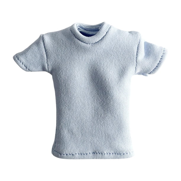 Camiseta de moda 1/12, disfraz de manga corta, ropa de muñeca hecha a mano para mujer de 6 pulgadas azul