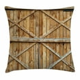 thumbnail image 1 of Rustic Throw Pillow Cushion Cover, Traditional Wooden Timber Door with Vertical and Cross Planks Farmhouse Antique Photo, Decorative Square Accent Pillow Case, 20 X 20 Inches, Brown, by Ambesonne, 1 of 2