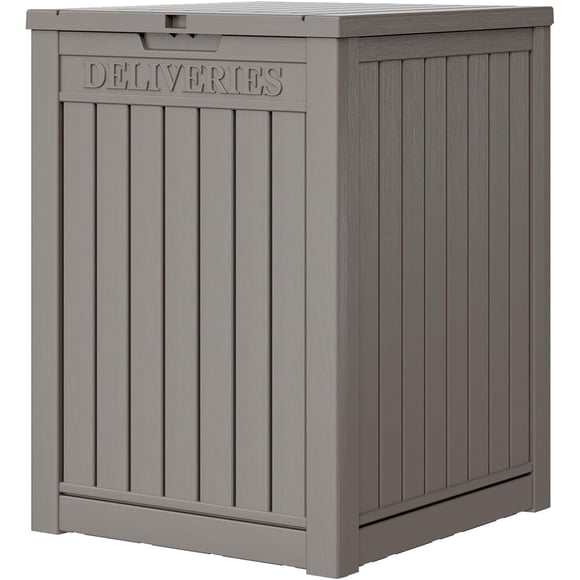 FICARTS Boîte de Livraison de 48 Gallons pour l'Extérieur – Grand Contenant de Rangement en Résine Verrouillable, Boîte de Dépôt Extérieure Sécurisée, Café