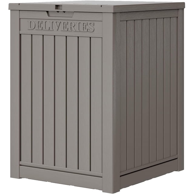 FICARTS Boîte de Livraison de 48 Gallons pour l'Extérieur – Grand Contenant de Rangement en Résine Verrouillable, Boîte de Dépôt Extérieure Sécurisée, Café