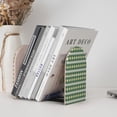 thumbnail image 6 of Picia Light Green Squares Pattern Wood Bookends for Shelves,Non-slip Bookends, Heavy Duty Wooden Bookend Support,1 Pair, 6 of 8