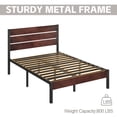 thumbnail image 4 of Lifezone Full Bed Frame with Rustic Vintage Wood Headboard and Footboard,Metal Support,Vintage Brown, 4 of 7
