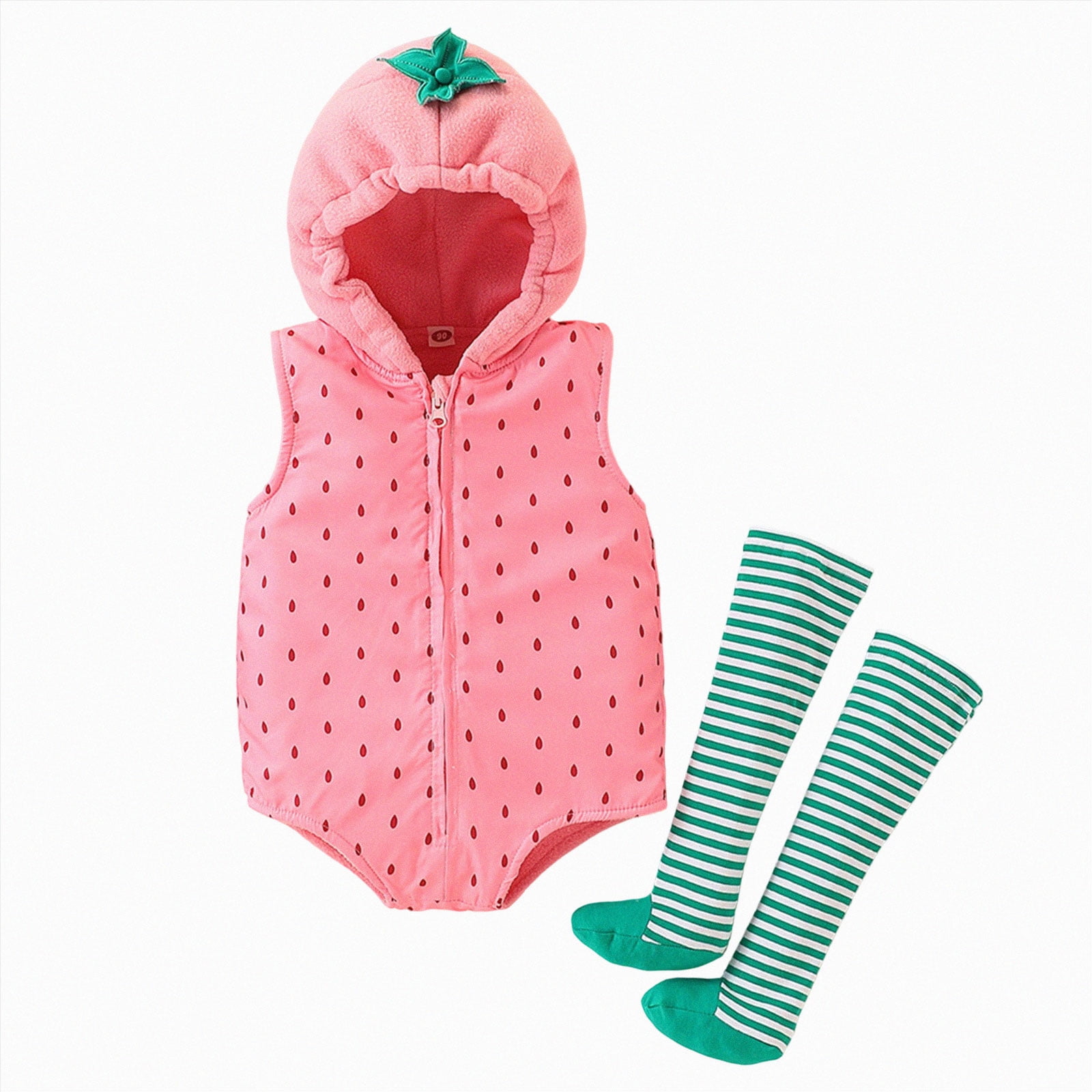 0-6 Months Baby Boys Girls Romper Hooded Berry Sleeveless Zipper