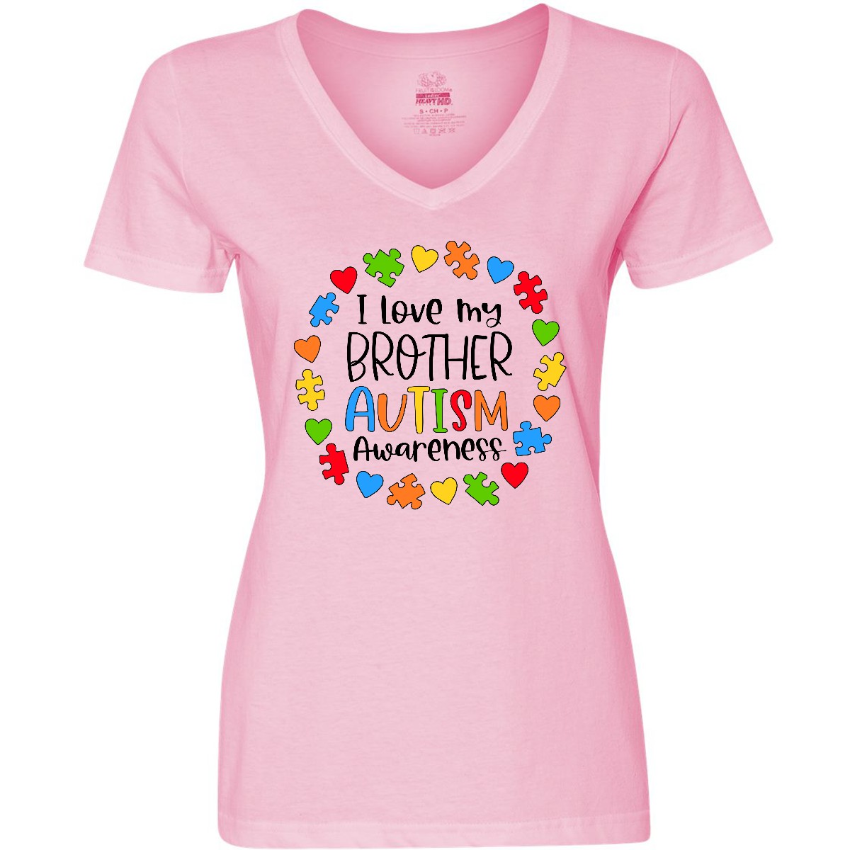 Inktastic I Love my Brother Autism Awareness Women's V-Neck T-Shirt