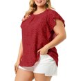 thumbnail image 5 of Agnes Orinda Women's Plus Size Round Neck Ruffled Short Sleeve Chiffon Blouse, 5 of 6
