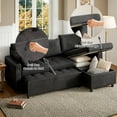 thumbnail image 4 of Danrelax Linen Fabric L Shaped Sofa with USB, Cup Holder and Hidden Storage Space, Black, 4 of 7