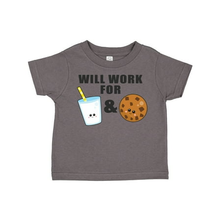 

Inktastic Will Work for Milk and Cookies Clipart Gift Toddler Boy or Toddler Girl T-Shirt