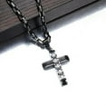 thumbnail image 2 of QQTDFG Men's Cross Pendant Gold Black Silver Stainless Steel Byzantine Chain Necklace-Silver Black-32 inch Necklace, 2 of 6