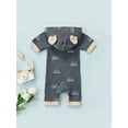 thumbnail image 5 of Chollius Newborn Baby Boys Girls Cotton Romper Outfit Short Sleeve Button Hooded Sun Print Jumpsuit Summer Casual Clothes Set, 5 of 9